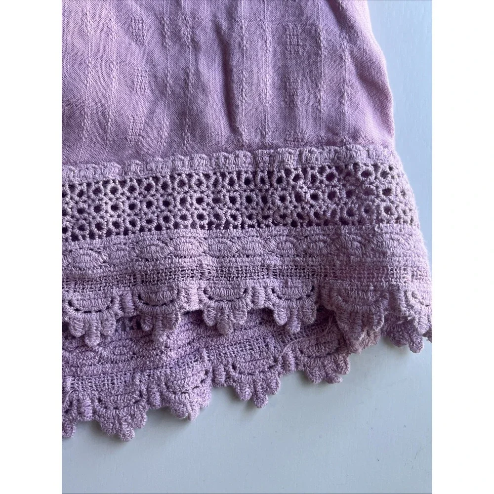 Knox Rose Crinkle Gauze Top Size Small Purple Lilac Lace Tassels Boho Hippie - Picture 10 of 12